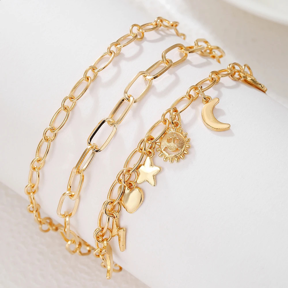 NADEEM Fashion Metal Multilayer Star Moon Sun Anklets for Women Vinatge Heart Planet Link Chain Anklets Accessories Jewelry Gift 250807