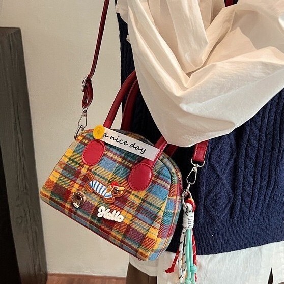 2025 New Single Shoulder Crossbody Plaid Fashion Cute Bag for Women ddmymoon