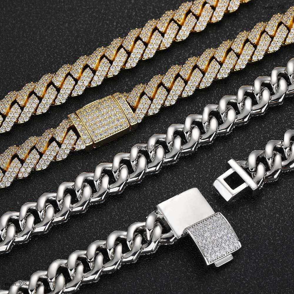 Hip Hop Jewelry Moissanite chain Trendy Brand 12mm Full Dia Rhombus Cuban Chain Men's Necklace