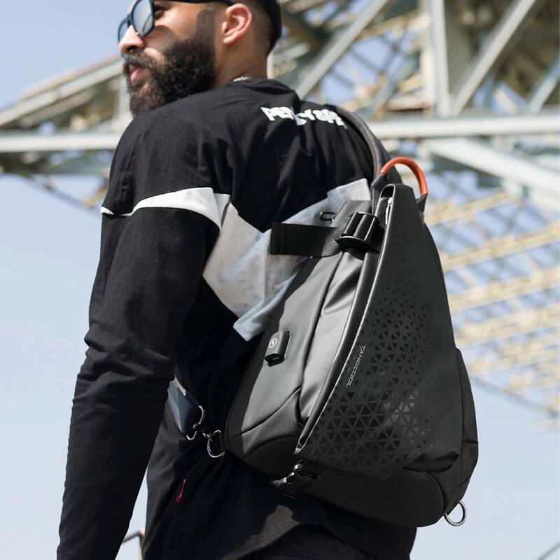Tangcool Men's Fashion Large-capacity Bike Shoulder Waterproof Sport Hiking Trip Crossbody Bag Tide Cool Chest Bags for men