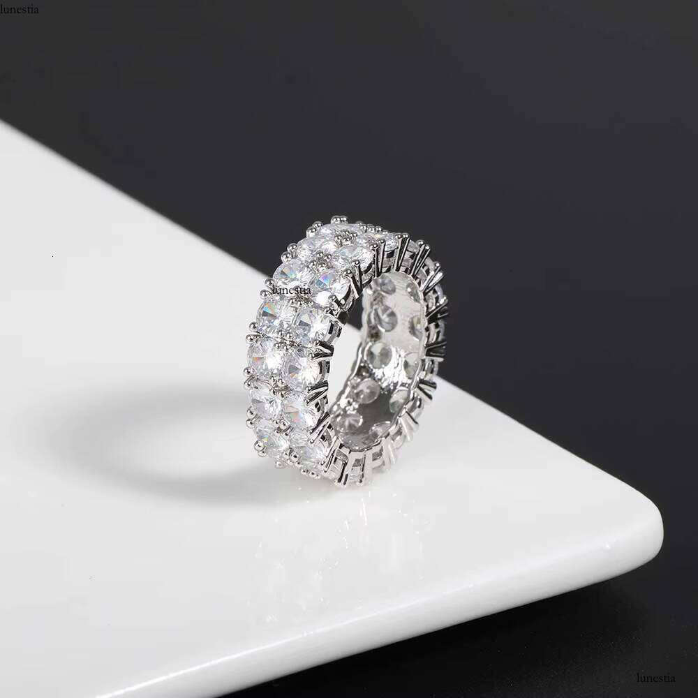 NUOYA Iced Out Cubic Zirconia Tennis Gold Plating CZ Finger Ring Hip Hop Women Jewelry