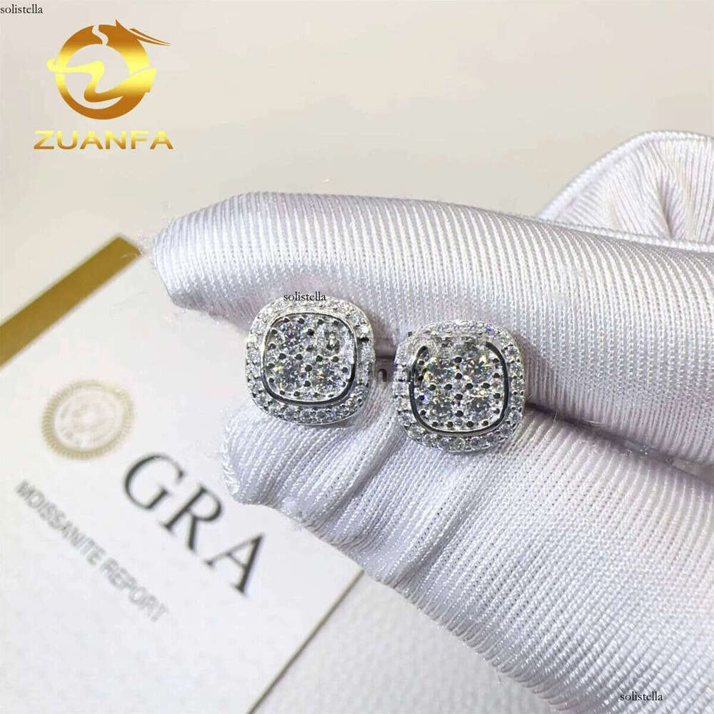Wholesale Lowest Price GRA Certificates Iced Out Hip Hop Sier Flawless Moissanite Dia Stud Earrings Men