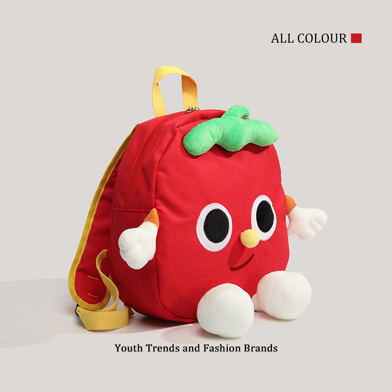 Red Tomato Cartoon Backpack Cute Versatile Soft Girl School Bag for Women ddmymoon