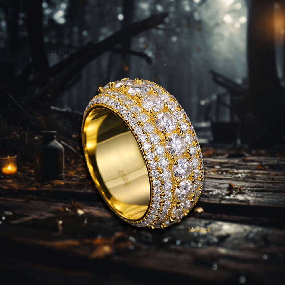 Men's S Pure Silver Silicon Stone Ring Hip-Hop Style, Comes with 14k Gold-Plated Rhodium Anniversary Jewelry Accessories