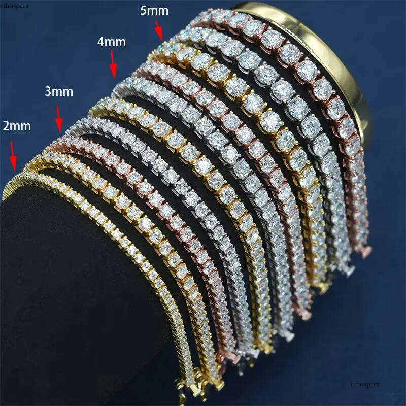Hot Selg 2mm Sier Mosan Single Row Tennis Chain Hiphop Jewelry For Men And Women