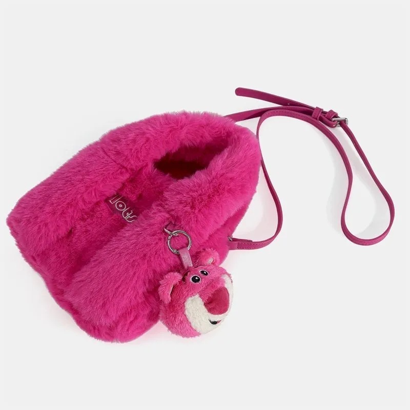 Niche Design Furry 2025 High-End Strawberry Bear Bucket Bag ddmymoon