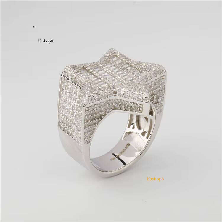 Luck Design Hip-Hop Boutique Jewelry Pure Silver Iced VvsMossanite Celebrity Cuban Men's Ring