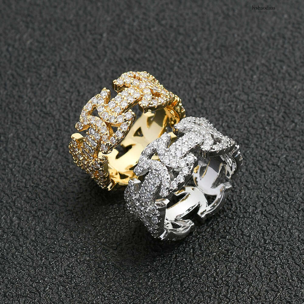 Geometric Pattern Hollow Ring Unisex Bowknot Micro Paved Zircon Hip Hop Accessories