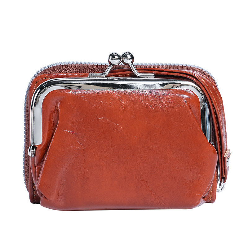 In Stock Factory Cross-border Supply Women's Buckle Coin Purse 4inch Zipper Clip Bag Clutch Luxury Bag Vintage Bag