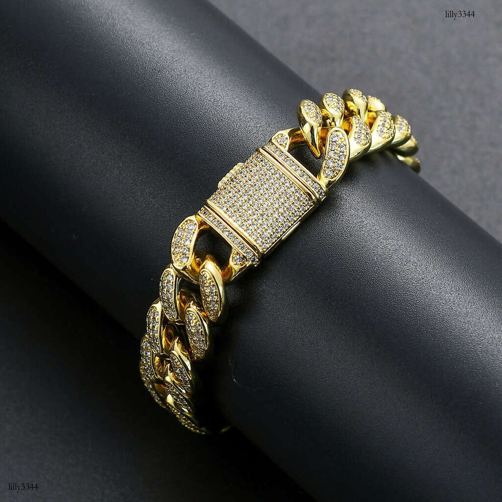 15mm Cuban Chain Men's Exaggerated Flip Clasp Hip Hop Bracelet