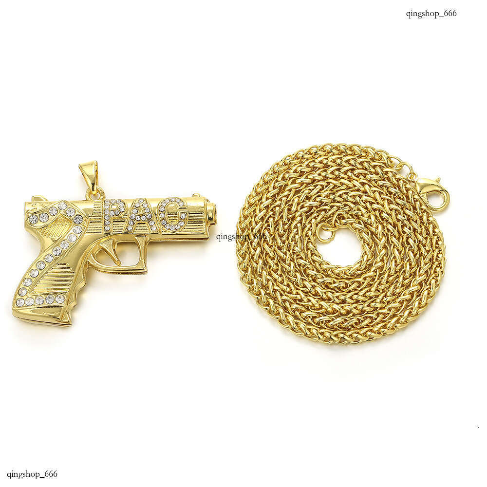 Gun Dia Number 2 PAC Letter Necklace Men's Exaggerated Hip-Hop Pendant
