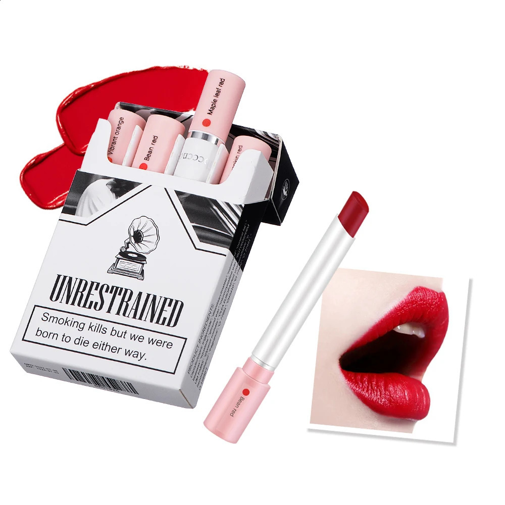 4 pcs/set Cigarette Lipstick Set Long Lasting Lip Glaze Matte Lip Gloss Waterproof Lip Stick Tube Nude Lip Tint Makeup Cosmetics 250807