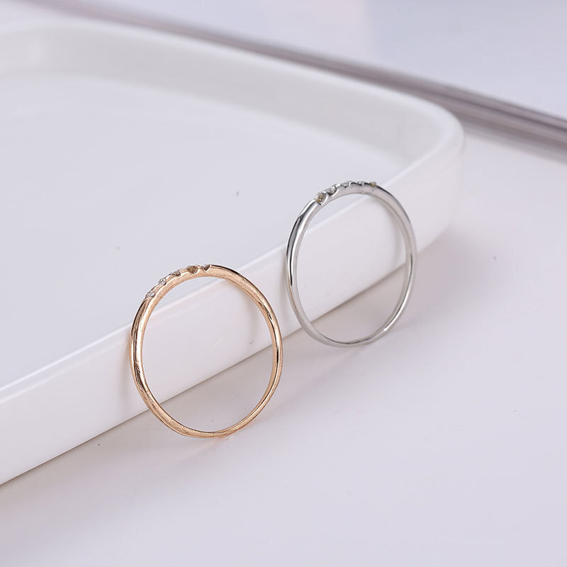 Ins Style mond-Studded Joint Personality Temperament Copper Index Finger Ultra-Thin Tail Ring