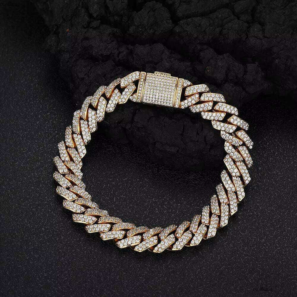 Hot Sale Two-Row Link Shiny Dia Jeweler Iced Out CZ Stone Sier Plated Miami Cuban Chain Bracelet