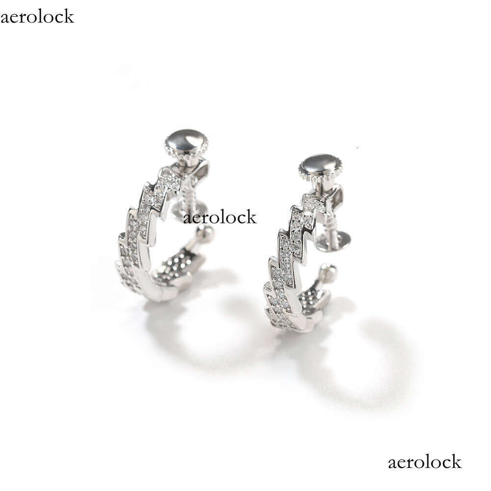 Hip Hop Spiral Buckle Lighing Trendy Street Ins Style Versatile Zircon Stud Earrings for Men Minimalist Personality Ear Clips