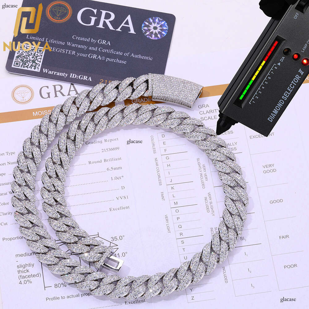Hip Hop Iced Out VVS Moissanite Necklace Bubble Full Dia Cuban Chain Men's Trendy Jewelry