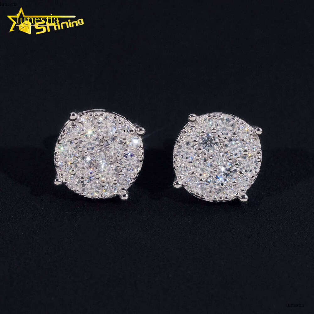 Men Style Stocks Pass Tester GRA Certified VVS Lab Dia Fully Iced Out Sier Jewelry Moissanite Stud Earrings