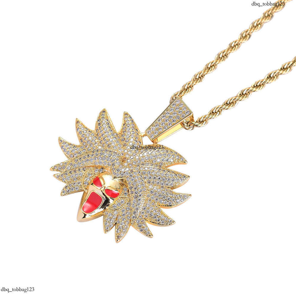 Necklace Dragon Ball Character Broly Avatar Trendy Full Moissanite chain Colorful Pendant Hip Hop Accessories
