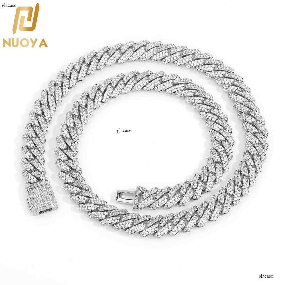 Moissanite chain 10mm Flip Clasp Full Dia Rhombus Cuban Chain Hip Hop Jewelry Men's Necklace