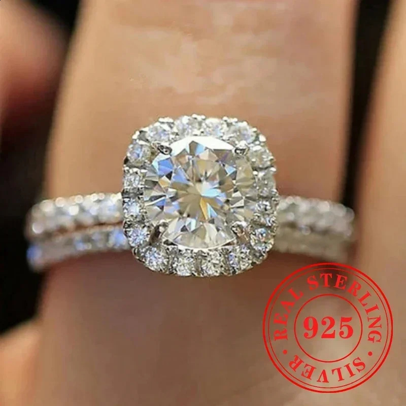 CAOSHI Sparkling Fully Inlaid Zirconia 2Pc/Set Rings 925 Sterling Silver Absolutely Stunning Jewelry Engagement Women Jewelry 250807