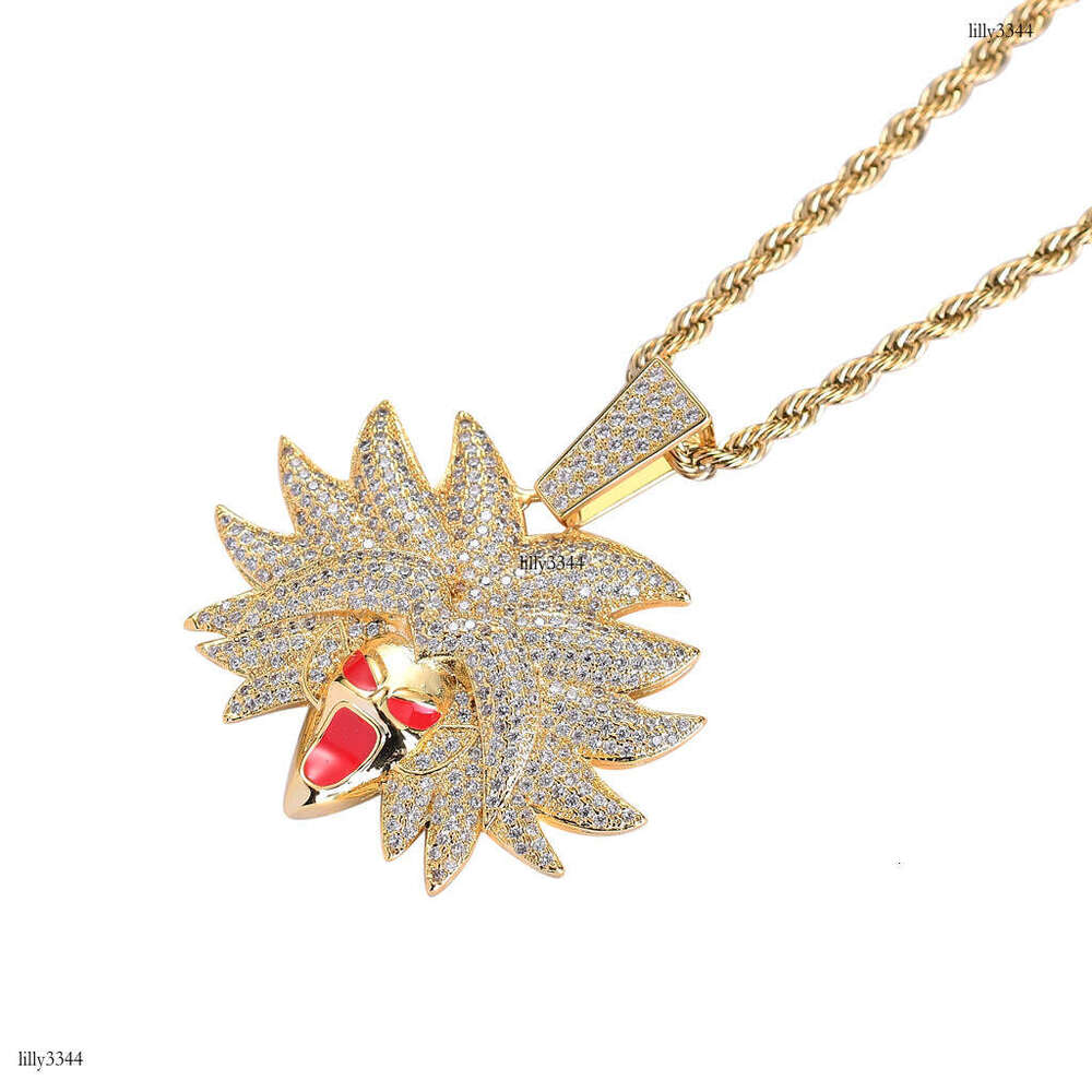 Necklace Dragon Ball Character Broly Avatar Trendy Full Moissanite chain Colorful Pendant Hip Hop Accessories
