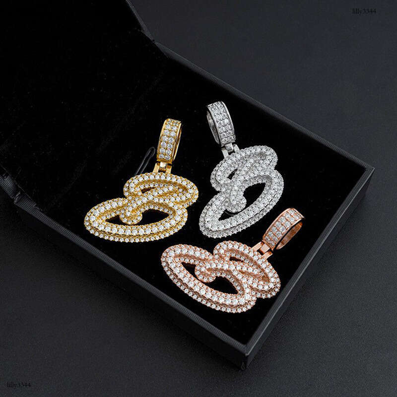 2024 New Hip-Hop Pendant Personalized Letter Sier Moissanite Full Inlay Wearable 6.5mm Necklace