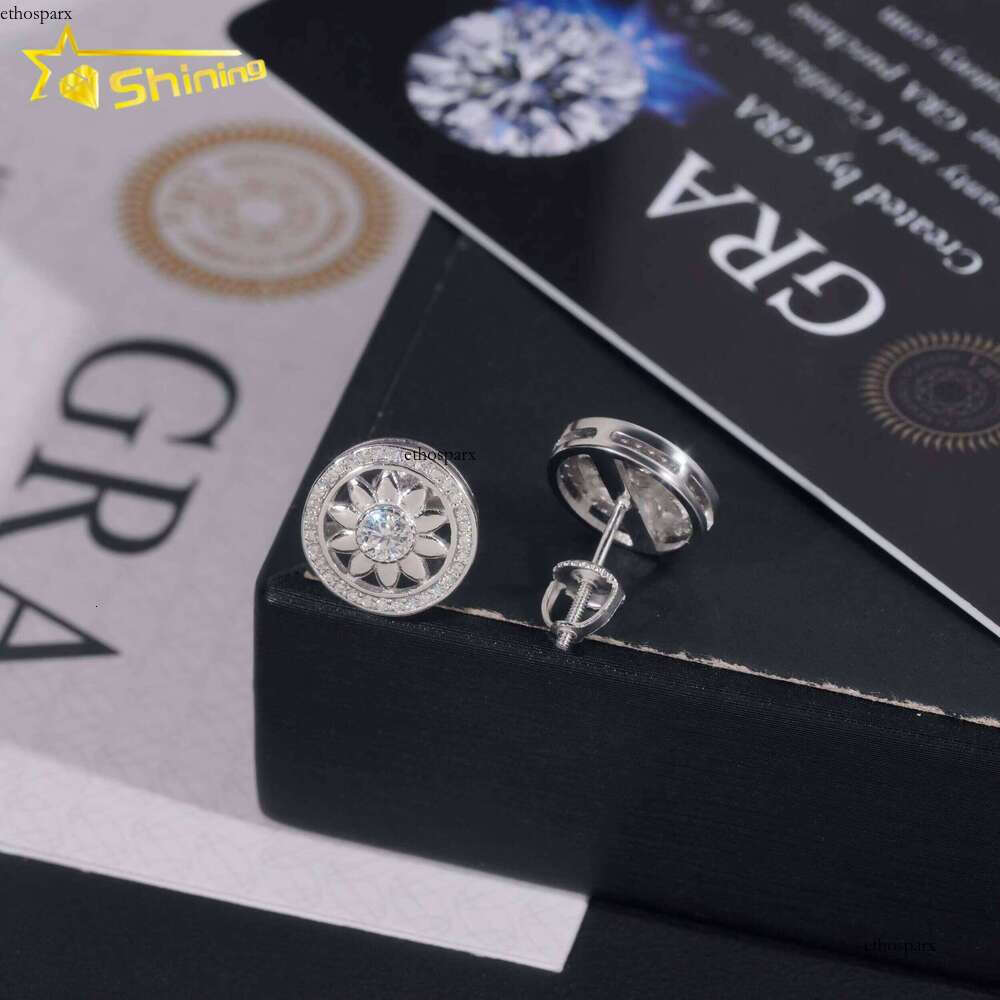 Promotion Price Pass Tester GRA Certified VVS Dia Fully Iced Out Hip Hop Sier Jewelry Moissanite Stud Earrings
