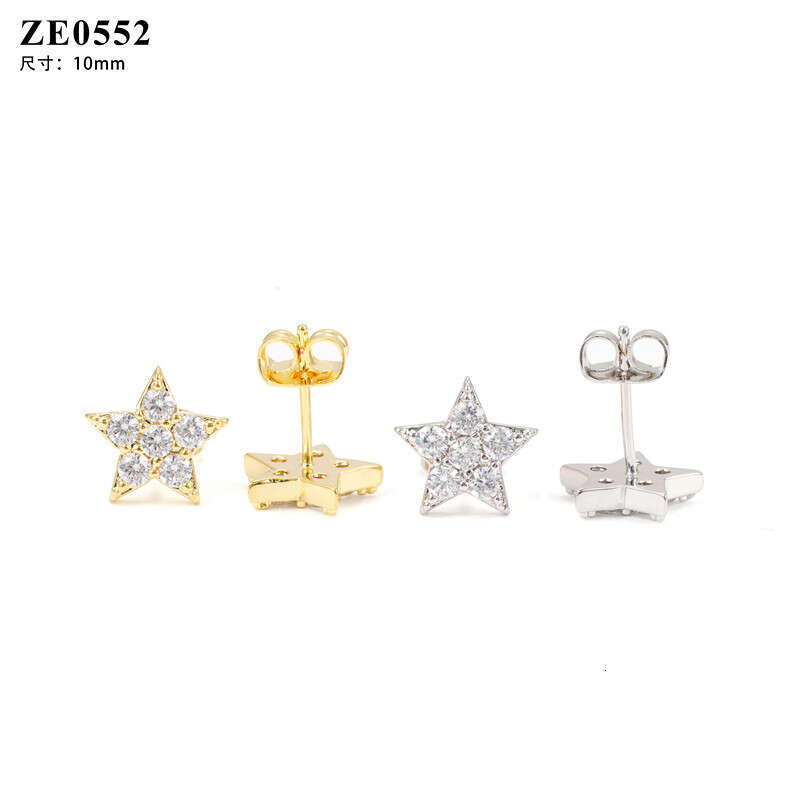 Jewelry Style Sier Moissanite Classic Star-Shaped Earrings Unisex Versatile