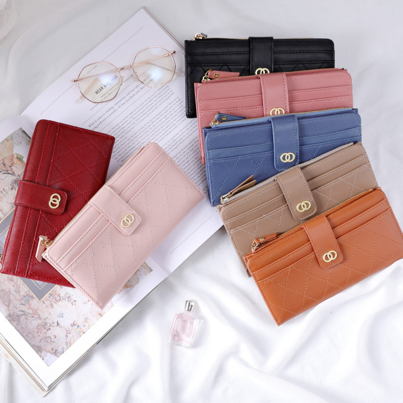 LENGRUI Buckle Vertical Women's Korean Style Multi-card Luxury Bag Slot Short Coin Purse Card Holder Small Wallet Zipper Fashion Handbag