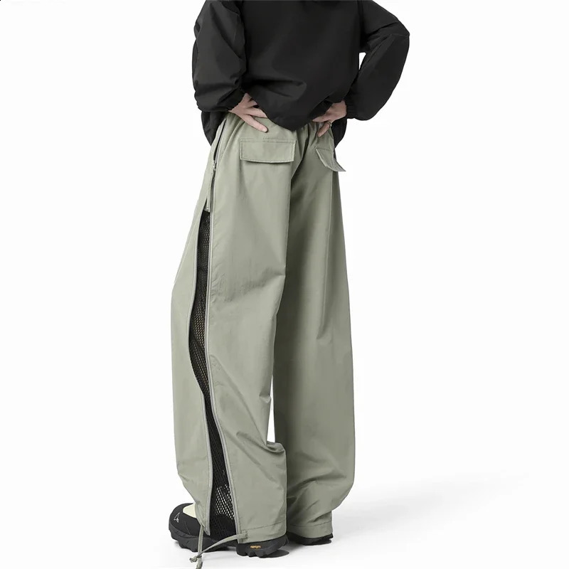 Summer Light Thin Quick Drying Waterproof Mens Cargo Pants Loose Sweatpants Soft Zipper Grid n Outdoors Trousers 250809