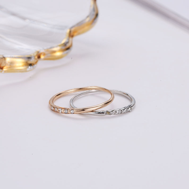 Ins Style mond-Studded Joint Personality Temperament Copper Index Finger Ultra-Thin Tail Ring