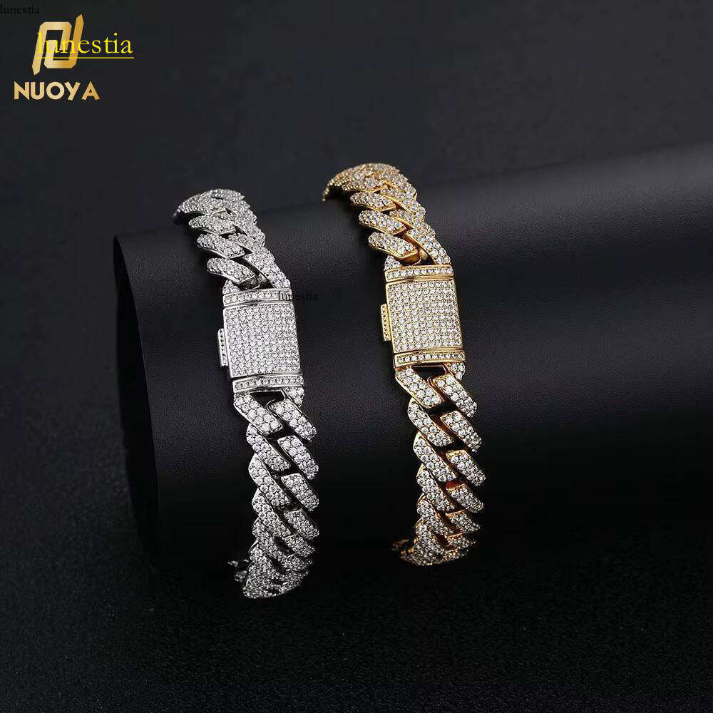 Hot Sale 10mm Dia Iced Out Two Row CZ Stone Sier Miami Cuban Link Bracelet