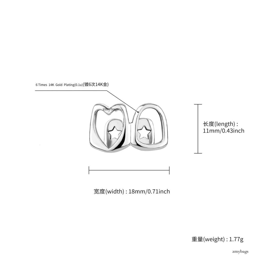 Hollow Heart Double Bracelet Daily Street Cool Glossy Gold Teeth Hip-Hop Versatile Accessory