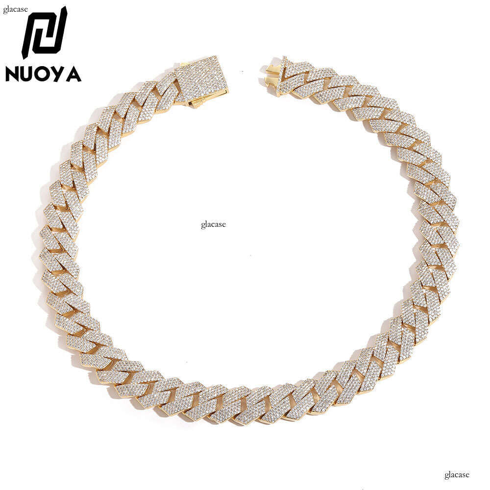 Hip Hop 19mm Four Row Moissanite chain Rhombus Full Dia Cuban Chain Jewelry Trendy Men's Necklace