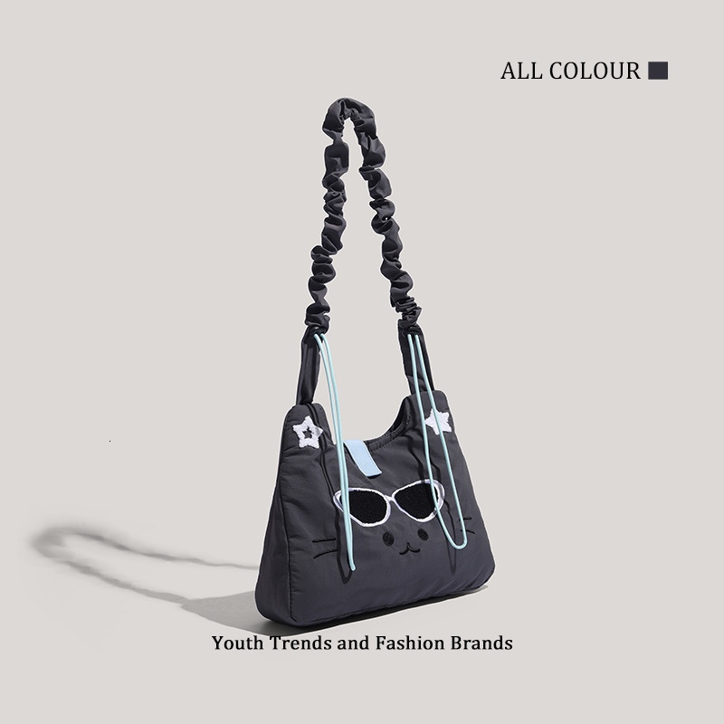 New Cute Cat Tote Large Capacity Canvas Adjustable Shoulder Crossbody Bag for Women ddmymoon