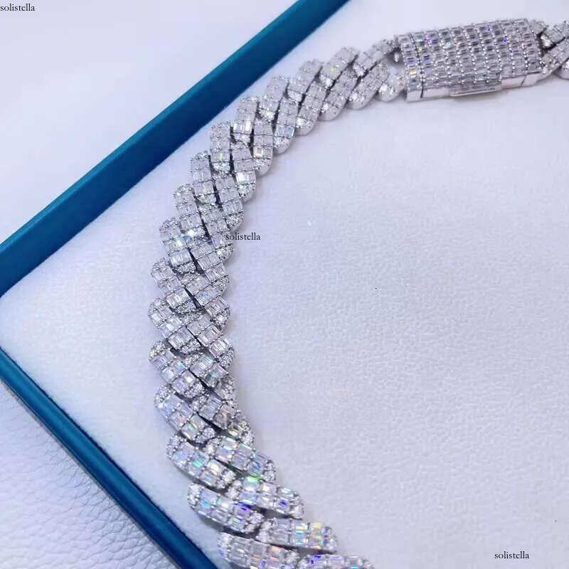 Drop Shipping Sterling Sier 20 mm Vvs Moissanite Hip Hop Cuban Chain Necklace