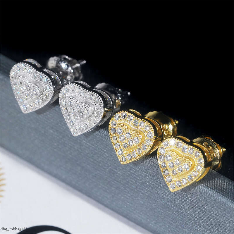 ICED OUT New Personalized Heart-shaped EarringIced Out VVS Moissanite D Color VVS Hip-hop Ear Jewelry