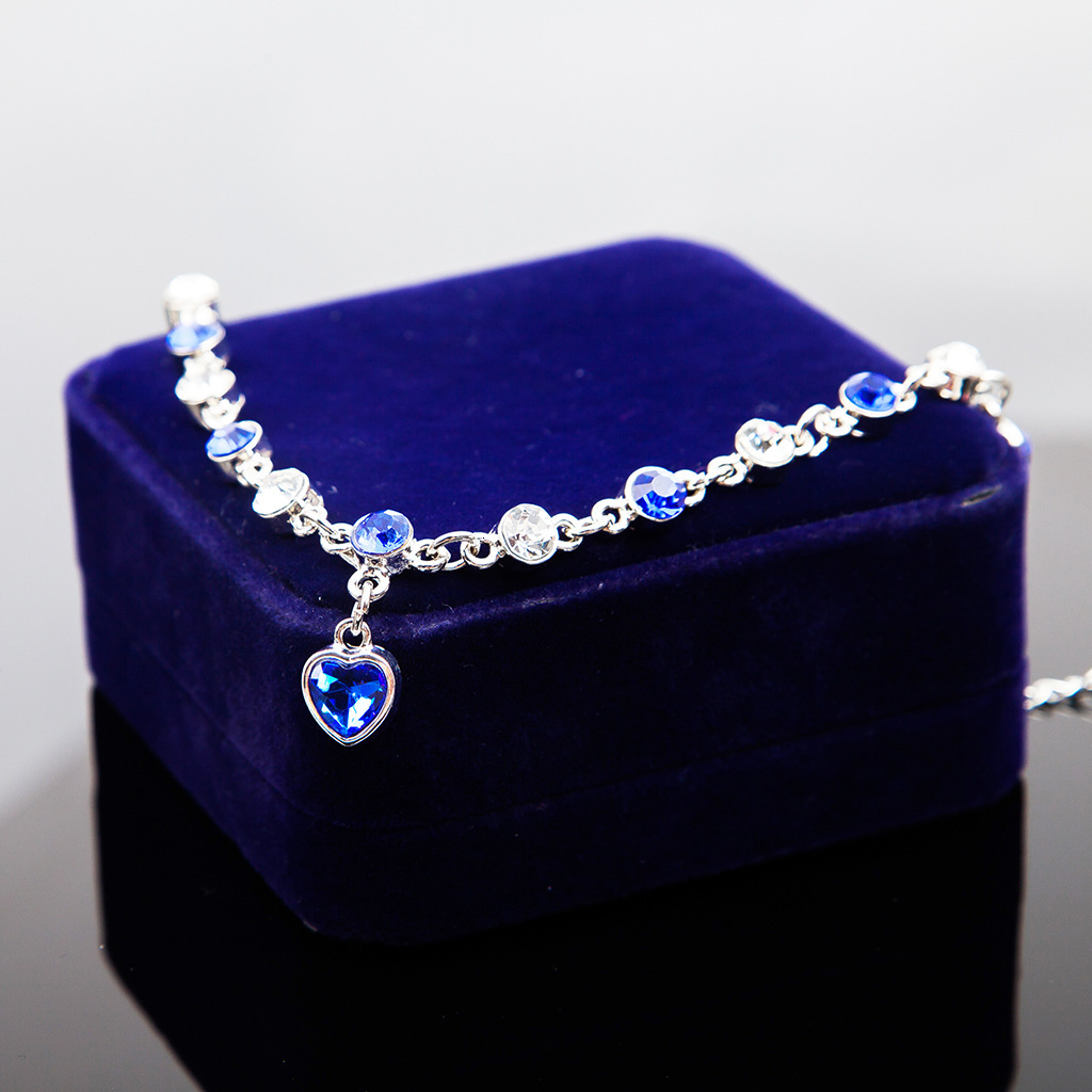 Korean Fashion New Jewelry Ocean Heart Heart-Shaped -Studded Crystal Women's Accessories Bracelet