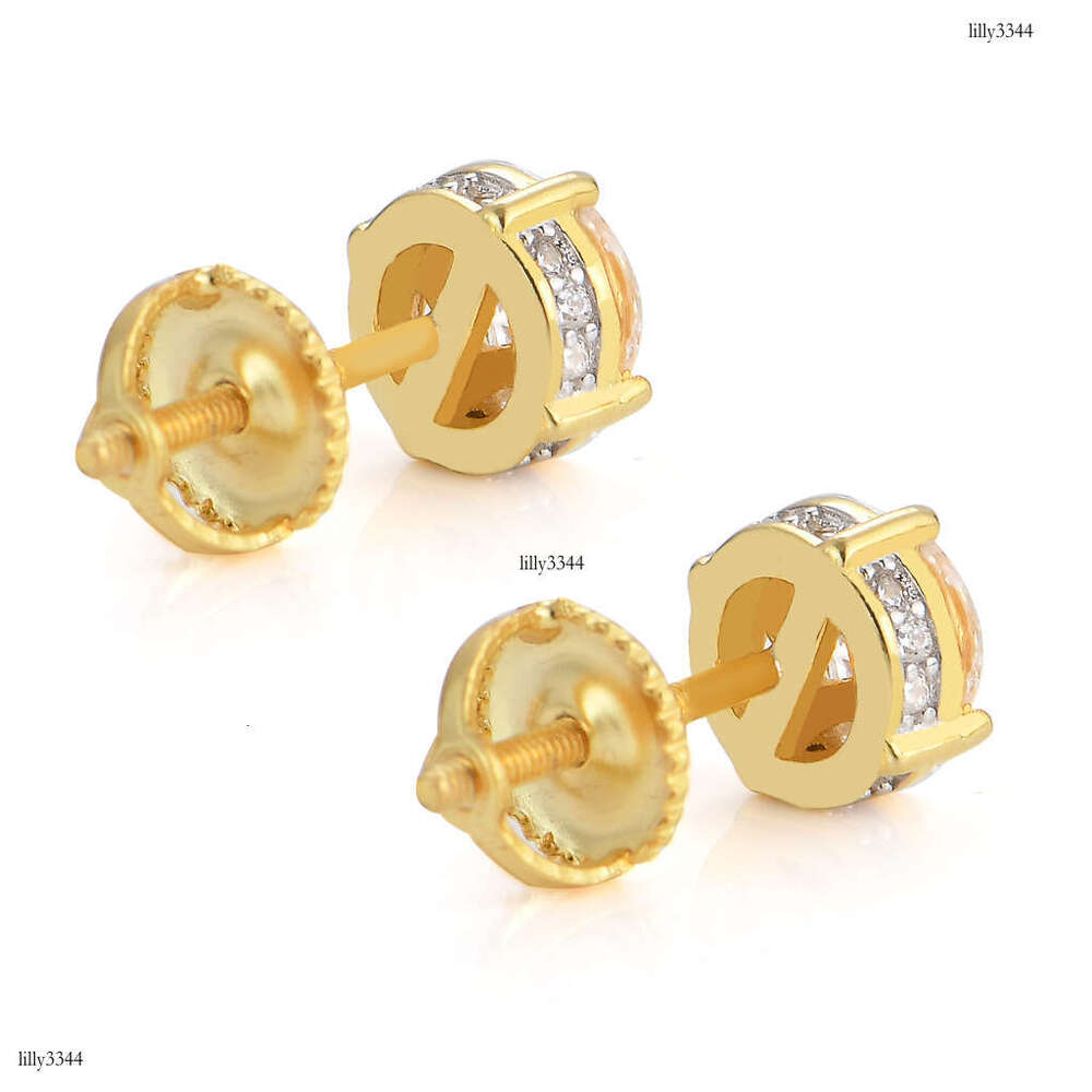 New Iced Out VVS Round Micro-Paved Zircon Hip-Hop Men's Stud Earrings