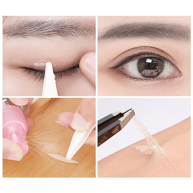 360pcs Transparent Grey Beige Big Eyes Invisible Lace Mesh Fiber Beauty Eye Patch Eyelid Double Eyelid Tape Sticker Makeup Tools 250807