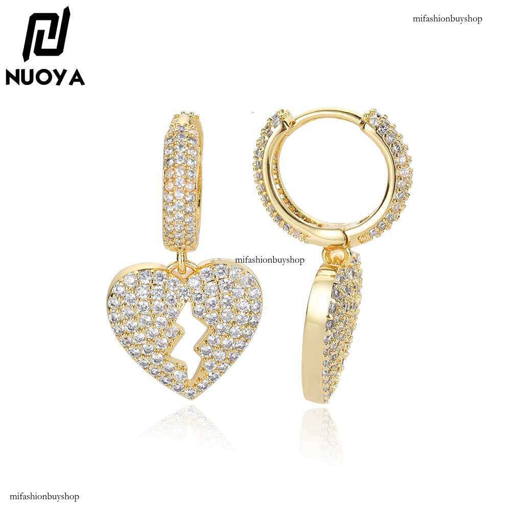 Heartbreak Hip Hop Full Zircon Personality Unisex Hiphop Stud Earrings