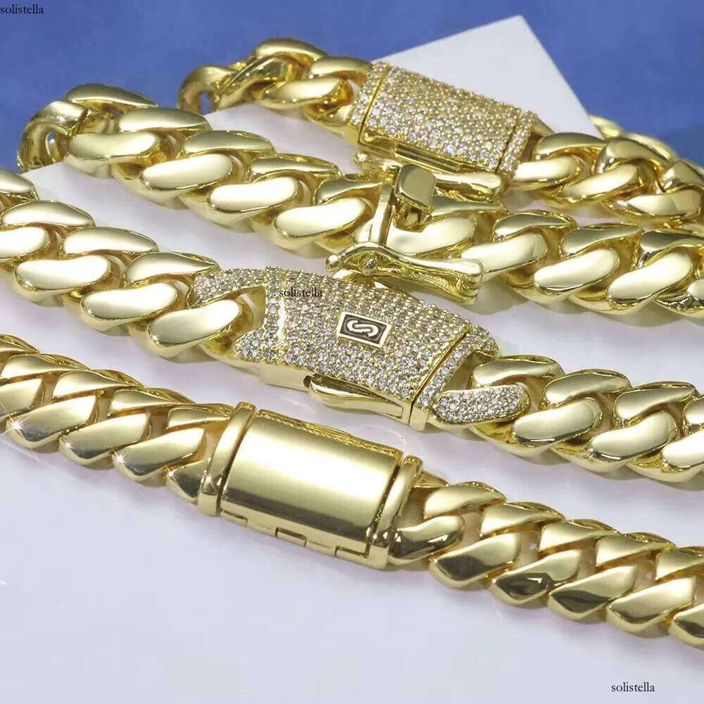 10/12/15mm Cuban Link Chain Necklace 14K Gold Plated Brass Hip Hop Jewelry Customizable Men Women Gift