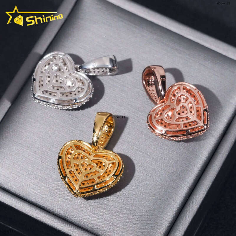 Ready to Ship Hip Hop Heart Iced Out Sterling Sier Dia Moissanite Pendant for Necklace