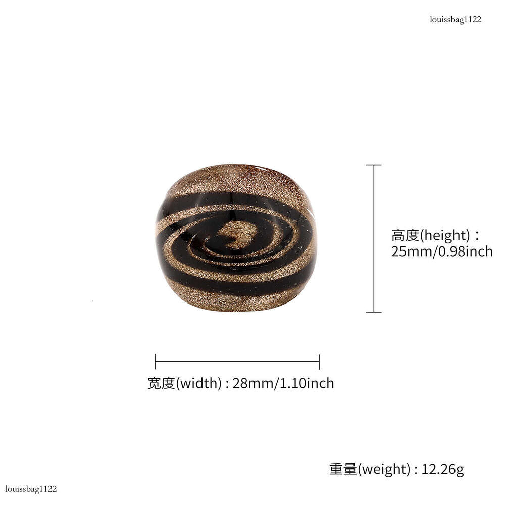 Korean Style Gradient Gold Sprinkled Glass Swirl Pattern Hollow Circle DIY Personalized Keychain Ring