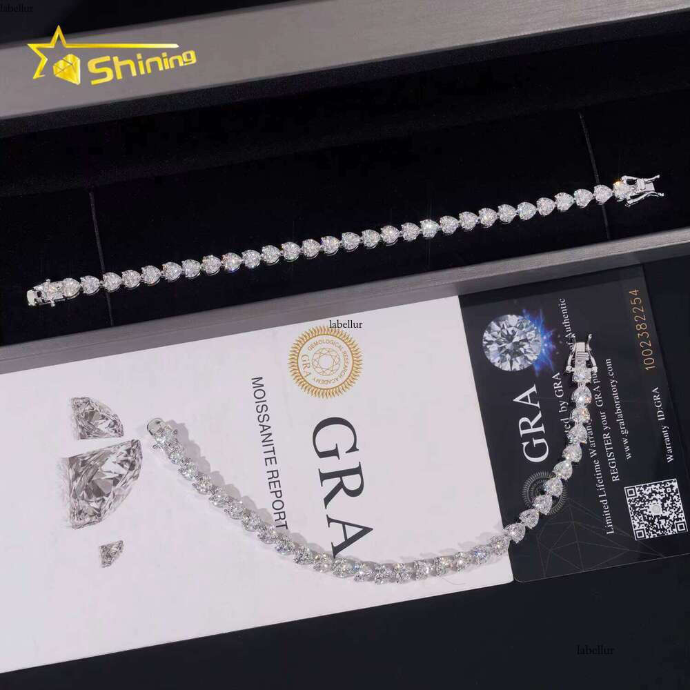 New Arrival Sterling Sier Heart Cut Moissanite Pass Dia Tester Dias Women Men Unisex Tennis Bracelet Fast Shipping