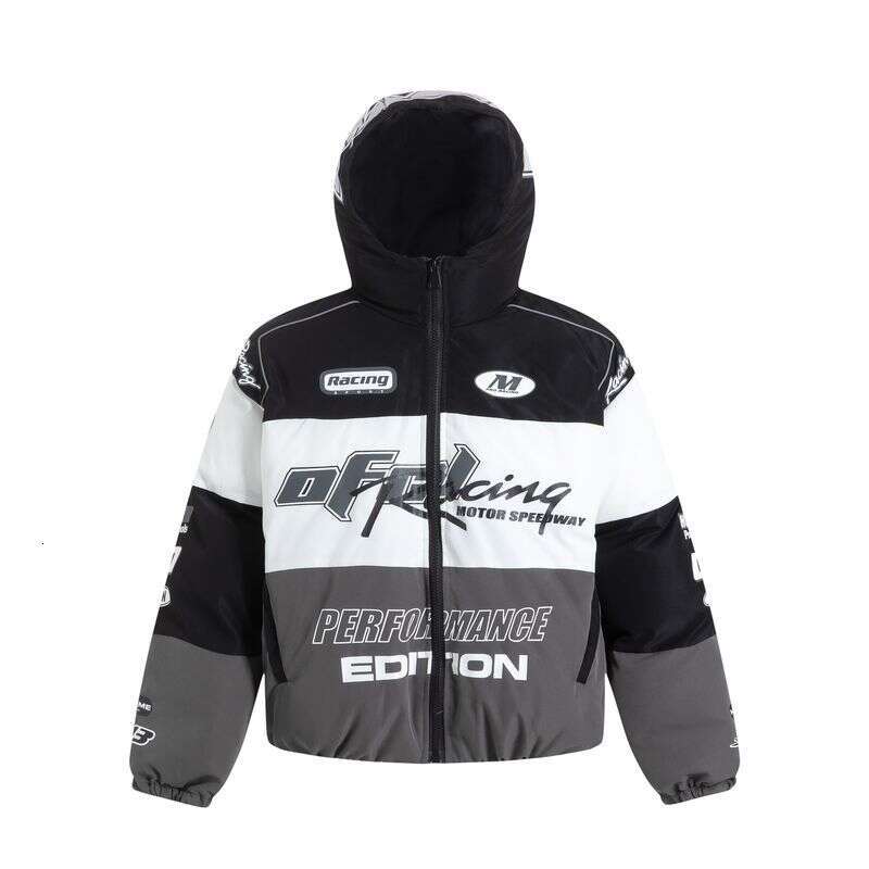 Men's Clothing Club American Motorcycle Racing Suit Autumn And Winter 2023 New Quilted Thickened Hooded Jacket Cotton Coat