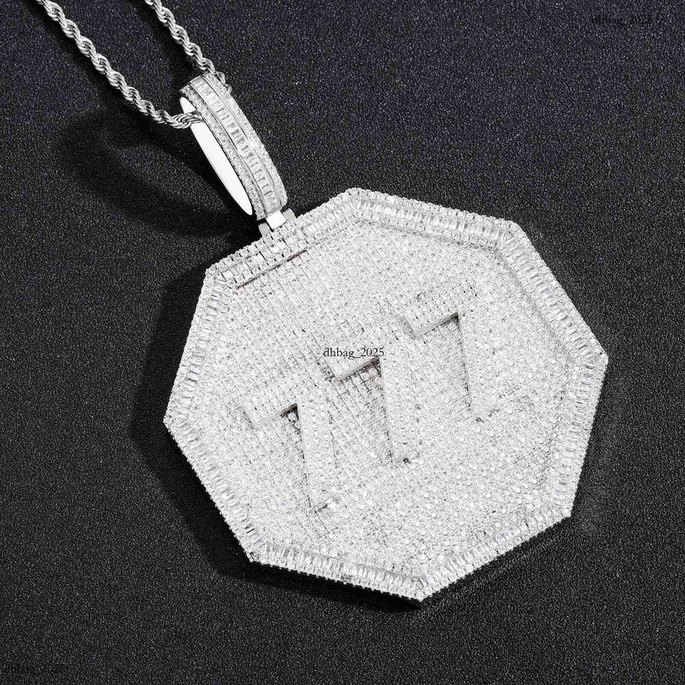 Letter Hip-Hop Octagon Large Combination Exaggerated Micro-Paved Full Moissanite chain Pendant Jewelry