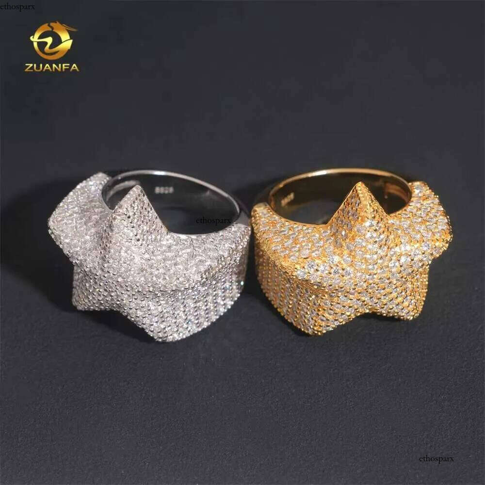 Pass Dia Tester Hip Hop Star Iced Out VVS Mens Sier Moissanite Ring