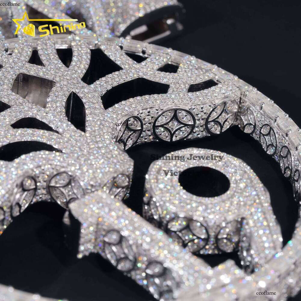 8Inch Big Size Solid Sier Custom Moissanite Dia Round With Microphone Hip Hop Iced Out Pendant for Chain
