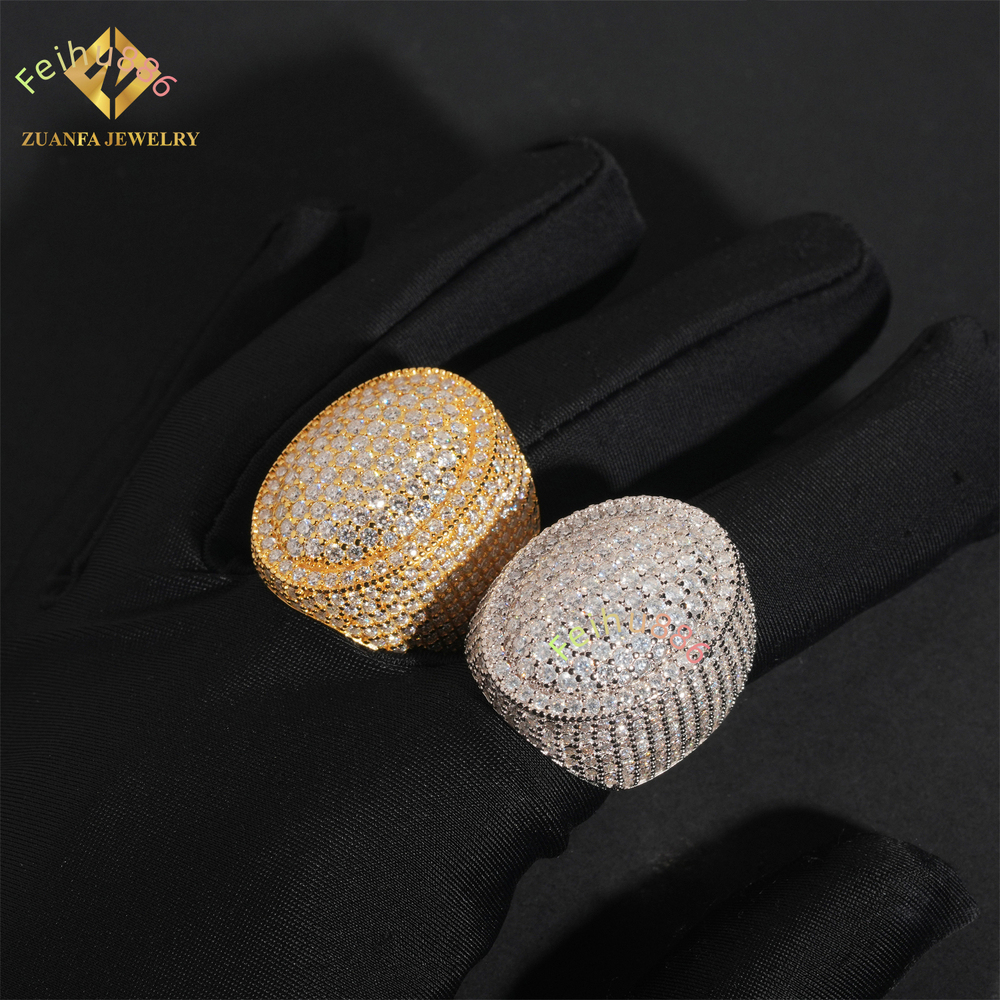 High Quality 925 Sterling Silver Iced Out Diamond Men Ring Hip Hop Moissanite Diamonsd Rapper Ring with GRA Certificate